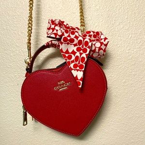 Coach Red Heart Purse NWT and heart twilly scarf